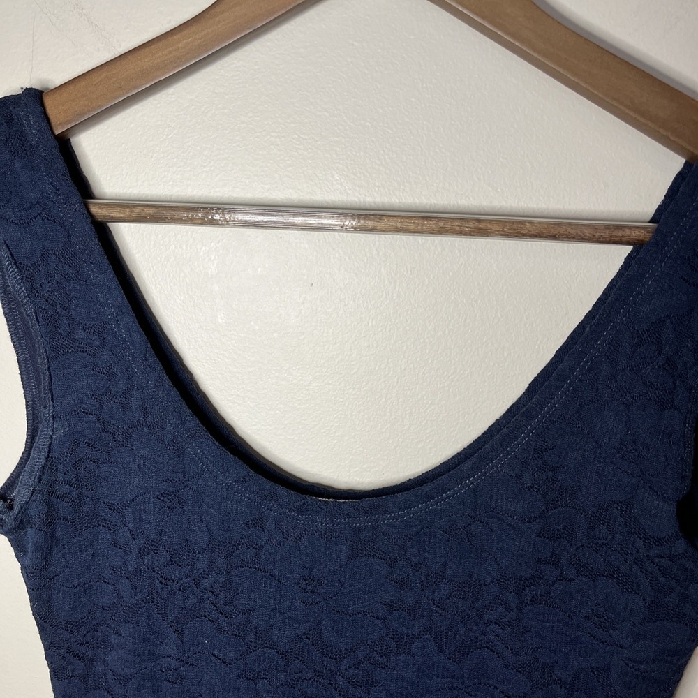 Abercrombie & Fitch Lace Mini Dress Fit Flare Navy Blue Party Cocktail Small - Picture 4 of 7